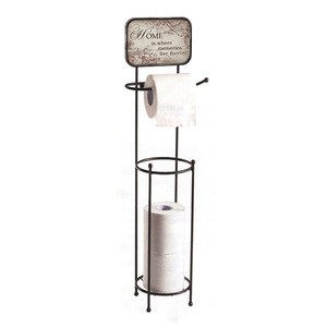 Shabby toliet paper holder with metal rack