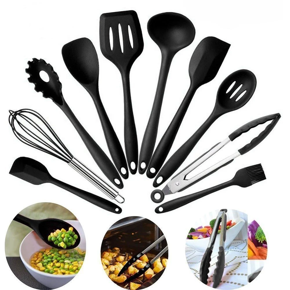 Silicone Cooking Kitchen Utensils Set with Holder Cooking Tool Kitchen Gadgets Set for Nonstick Cookware