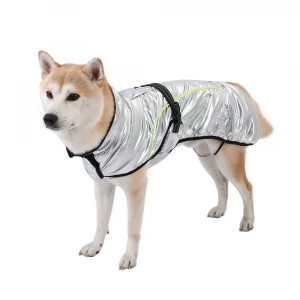 Silver Dog Raincoat with Cotton Lining Extra Warm Waterproof Windproof Pet Apparel