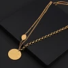 Simple Chain Round Metal Texture Pendant Necklace Stainless Steel Jewelry Necklaces Choker Gold Plated Jewelry