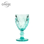 Sky Blue Red wine glass arhombic pattern classic style