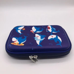 Smiggle Shark Pattern Hardtop Pencil Case With Compartments