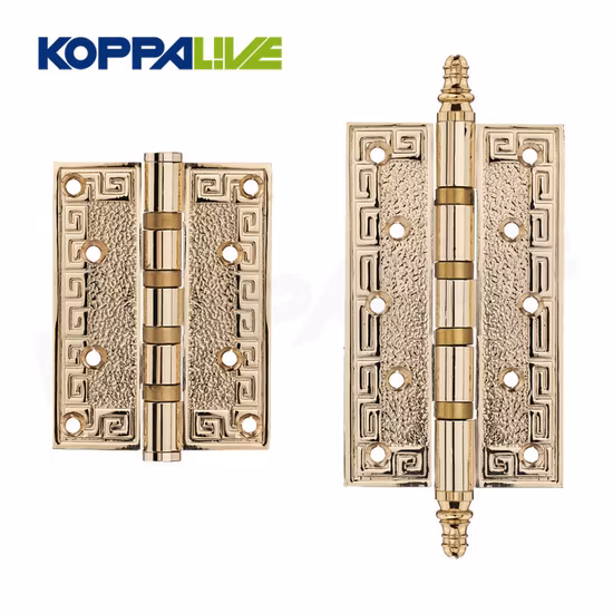 Koppalive Chinese Style Gold Polished Butt Hinge 4 Inch 5 Inch Antique Solid Brass Ball Bearing Flush Door Hinges
