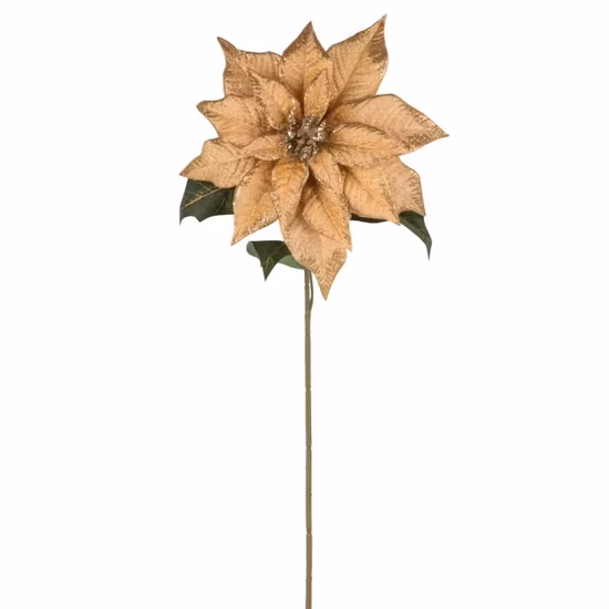 Import Wholesale Christmas Artificial Poinsettia Flowers Polyester Single Stem Poinsettia from China