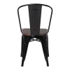Stackable industrial metal chair metal steel iron design chair Metal Indoor-Outdoor Chairs with Wood Seat