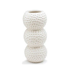 Stacked golf ball vase ceramic white sports three