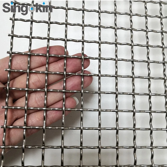 Stainless steel 304 crimped 6mm opening woven wire mesh 3.2mm spring steel diameter screen