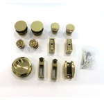 Stainless steel bathroom shower room golden color roller glass sliding door system hanging wheels