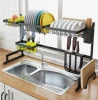 Stainless steel kitchen storage dish drainer rack