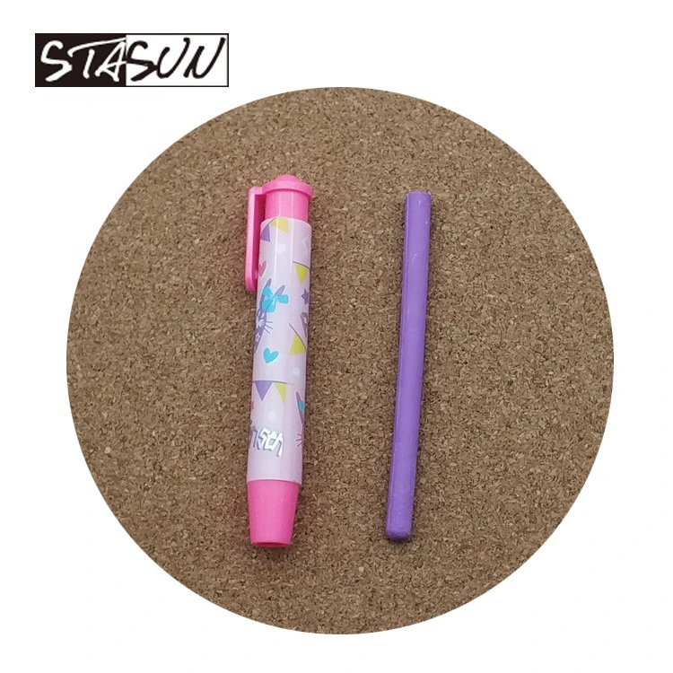 STASUN  Stationery Pen Shaped Eraser Plastic Tube Press Rubber Auto Click Eraser Retractable Eraser