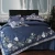Import Stocked lot high end home textile blue queen size quilt cover embroidered white flower bedding set luxury from China