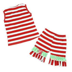 Striped persnickety remake outfits ruffle shorts children clothing sets girls boutique outfits