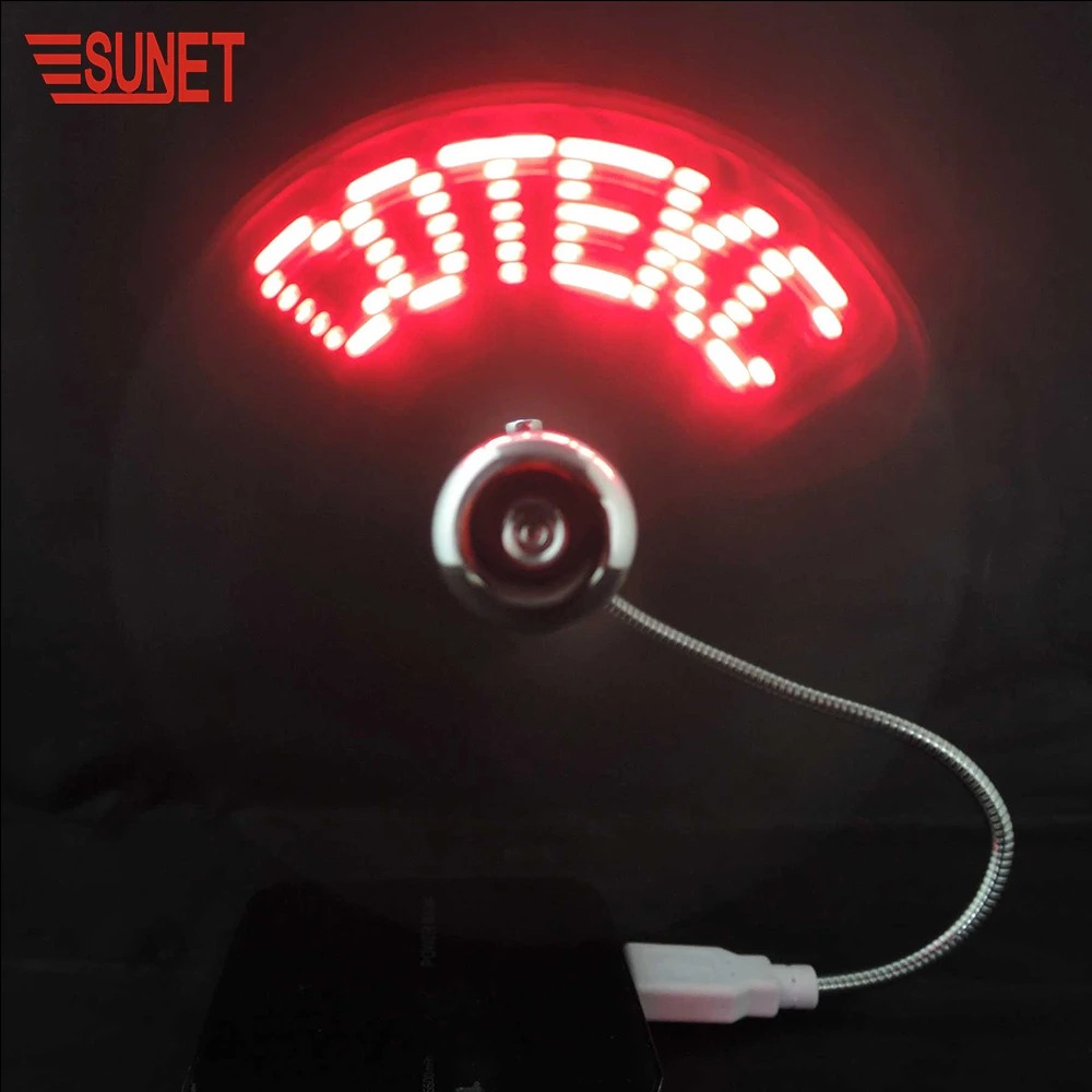 SUNJET 2020 Summer Promotional Metal Plated Custom Message mini LED Fan USB