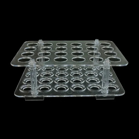 Supply laboratory plastic test tube stand Transparent test tube stand hole diameter 16mm24 hole test tube display stand