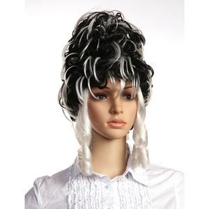 Synthetic Fiber High Beehive White Curly Hair Wig Ladies Halloween Costume Wig 100% Modacrylic Fiber