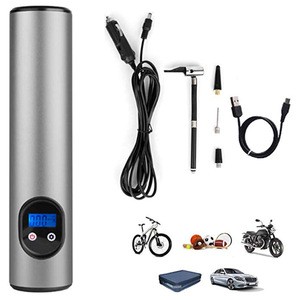 T-E-002 portable bicycle tire car tyre air inflator 12v dc mini car air pump With LED Light Digital LCD Screen