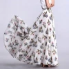 T-SK512 Custom Size Women Chiffon Floral Flare Long Maxi Skirt