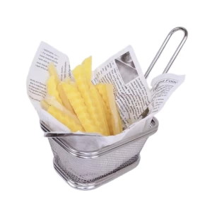 Table Serving Rectangular Stainless Steel Fryer Baskets Strainer French Fries Holder Small Fry Basket