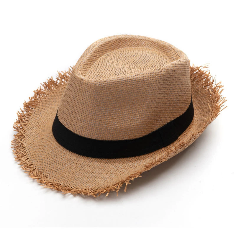 The latest design beach mens summer Panama casual three-cornered hat mens straw hat UV wide brim hat