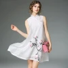 The new design summer fashion chinese style cheongsam qipao embroidery pendulum elegant chiffon casual dresses for women