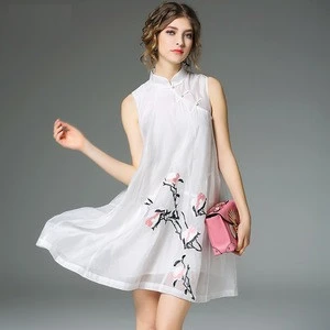 The New Design Summer Fashion Chinese Style Cheongsam Qipao Embroidery  Pendulum Elegant Chiffon Casual Dresses For Women from China |  Tradewheel.com