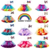 Toddler&#39;s rainbow ball gown skirt baby girls tutu skirt with bow hair accessories