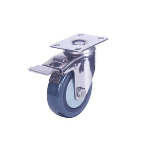 Top Plate Total Brake Stainless Steel Caster With PU PP