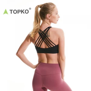 TOPKO High Quality OEM  gym sports women back straps  top fitness sports wear yoga bra