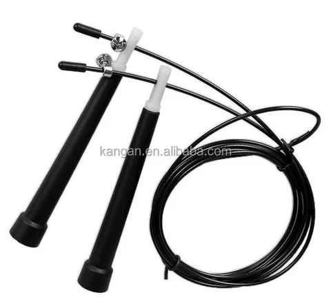 Training adjustable speed skipping jump rope with cable wire plastic handles
