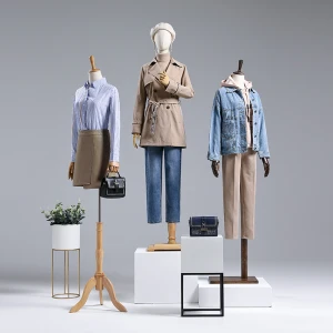 US Hot sale fashion female fabric female torso window display mannequin female mannequin with wood arms