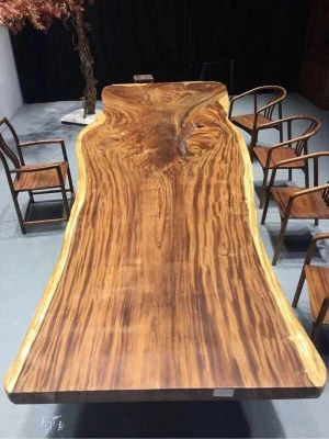 Walnut wood side coffee dining live edge slab table