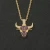 Import Waterproof Stainless Steel Cow Head Pendant 18K Gold Plated Iced Out Crystal Animal Jewelry For Men from China