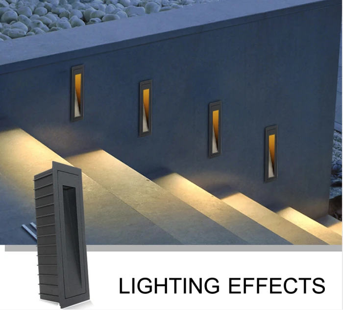 White Black Outdoor Wall Lamp Step Lights Embedded Deck Pathway Stair Light Recessed Corridor Wall Lamp