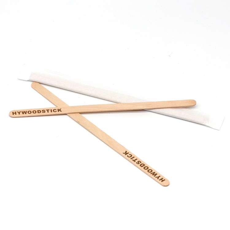 Wholesale 100% Eco Friendly Biodegradable Paddle Round Head Coffee Stirrer Wood Cocktail Stick Stirrers