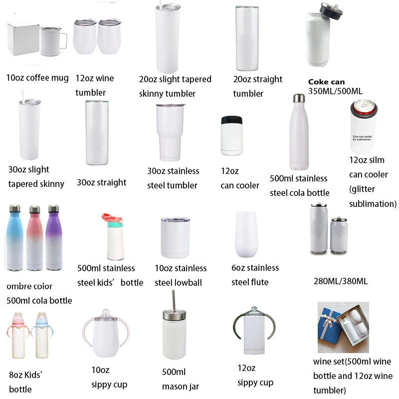 Wholesale  20Oz White Blank Double Wall Stainless Steel Straight Wine Coffee Mugs Sublimation Tumblers  With Lids Metal Straws