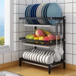 Wholesale 3 Tiers Dish Rack Drain 304 Stainless Steel Storage Shelf Kitchen Sink Dish Plate Organization Dish Drying Rack