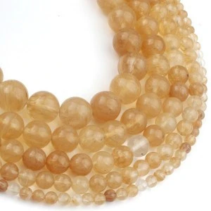 Wholesale 4mm/6mm/8mm/10mm/12mm Smooth Yellow Crystal Loose Beads for Jewelry Making Diy Bracelet