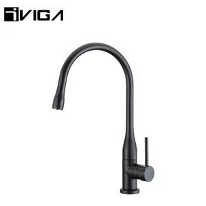 Wholesale Black Pure Brass Handle Kitchen Sink Faucet With Sprayer Head Accessory