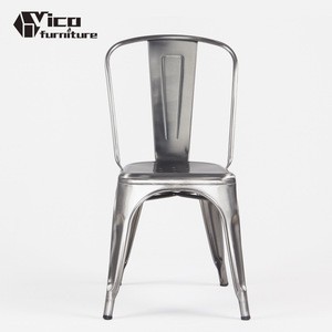 Wholesale china stackable vintage industrial nickel iron metal cafe restaurant chair