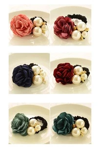 Wholesale colorful new model flora silk ribbons flower hair ties