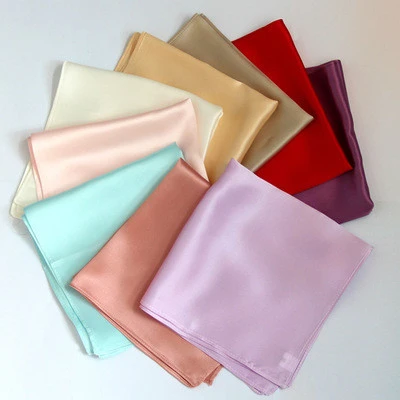 wholesale custom logo Pure color Mulberry 100% silk towel handkerchief