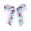 Wholesale Cute Kids Girls Custom Printed Grosgrain Ribbon Bow Elastic Nylon Hair Ties