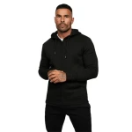 Wholesale Factory Black Thick Heavy Fabric 320gsm  100 % Cotton Custom Full Zip Up Rhinestone Transfer  Logo Hoodie Men and Wome