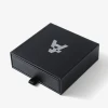 Wholesale high quality black custom logo leather ring necklace jewelry packaging box with pouch