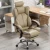 Wholesale High Quality Leather Executive Office Chairs White Modern Ergonomic Swivel Thick Cushion Linkage Armrest Chair