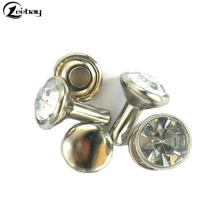 Wholesale metal rhinestone crystal brass button rivet for leather
