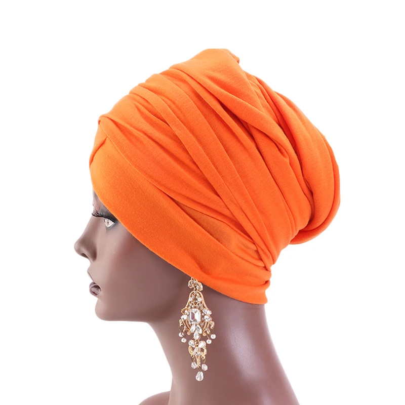 Wholesale Multi Usages Headscarf African Long Head Wrap Plain solid color cotton Head Scarf women Turban TJM-440