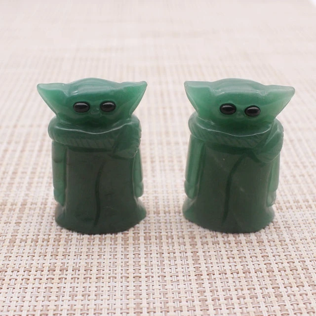 wholesale Natural Crystal  Hand crafts Green Aventurine Crystal baby Yoda  For gifts
