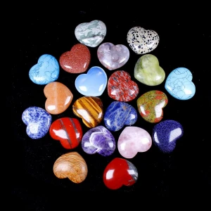 wholesale natural crystal heart polished mixed color stone quartz crystals Healing stone