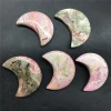 Wholesale natural rhodonite moon carved crystal craft for decoration